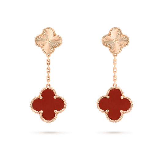 [LumiVibe]CLOVER 2 MOTIF  LASER CARNELIAN EARRINGS