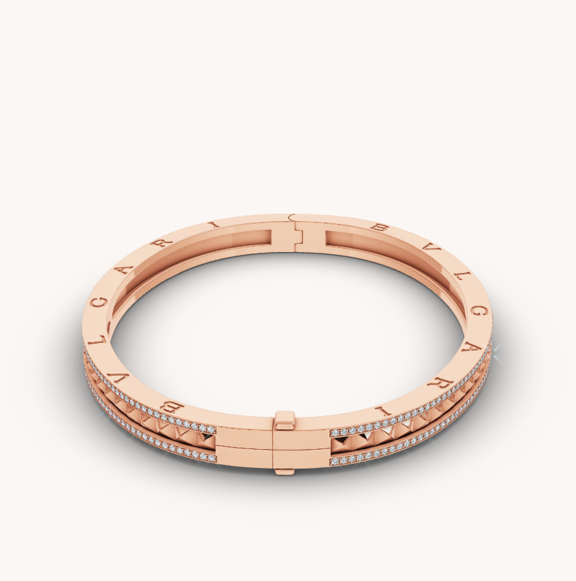 [LumiVibe]ZERO 1 SPIRAL AND PAVED DIAMOND PINK GOLD BRACELET