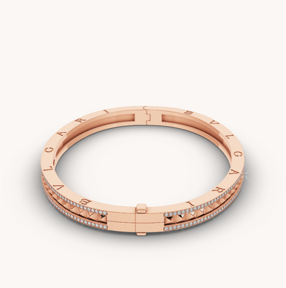 [LumiVibe]ZERO 1 SPIRAL AND PAVED DIAMOND PINK GOLD BRACELET