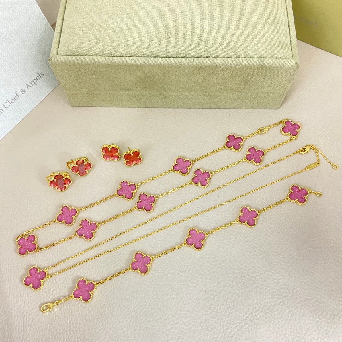 [Lumivibe Jewelry]CLOVER 10 MOTIFS  NEW BUBBLE PINK ENAMEL