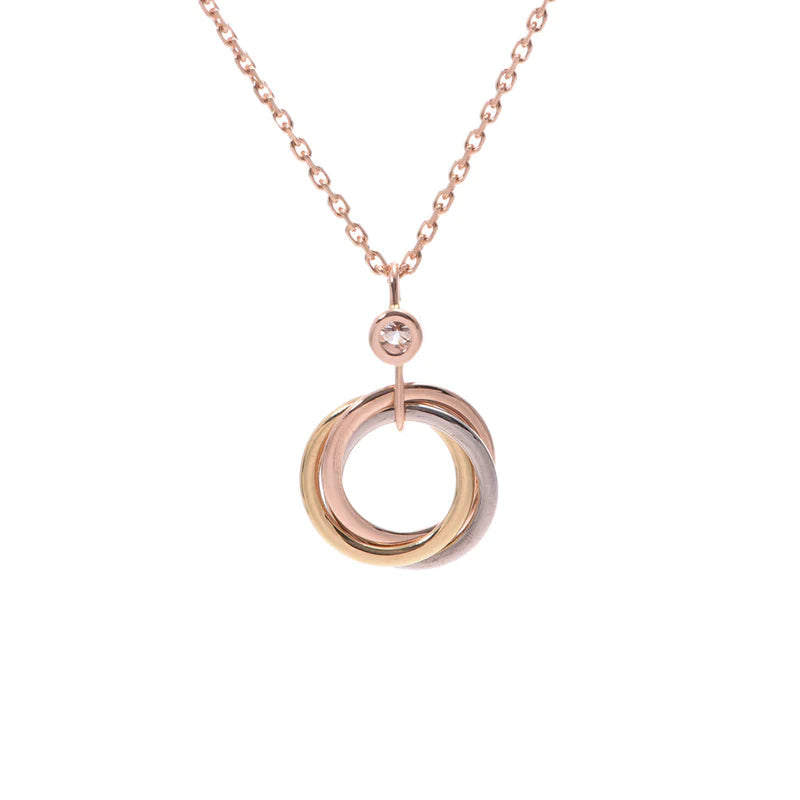 [LumiVibe]TRINITY SILVER GOLD PINK GOLD NECKLACE