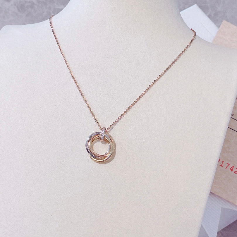 [LumiVibe]TRINITY NECKLACE GOLD  DIAMONDS
