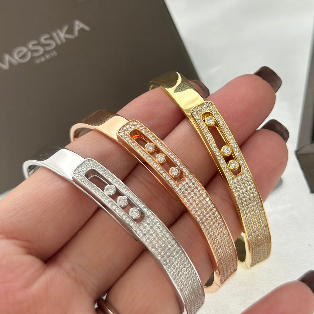 [LumiVibe]Move Noa Rose Gold Pavé Diamond Bangle Bracelet