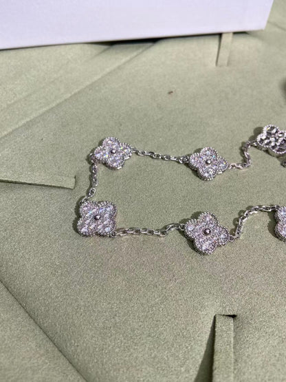 [LumiVibe]CLOVER 10 MOTIFS  FULL DIAMOND NECKLACE