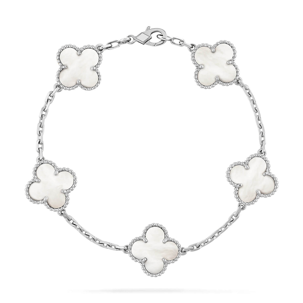 [LumiVibe]CLOVER WHITE PEARL MOP 5 MOTIF BRACELET COLLECTION