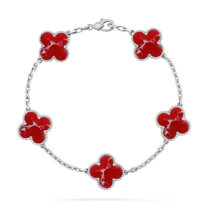 [LumiVibe]CLOVER 5 MOTIF RED PATTERN BRACELET COLLECTION
