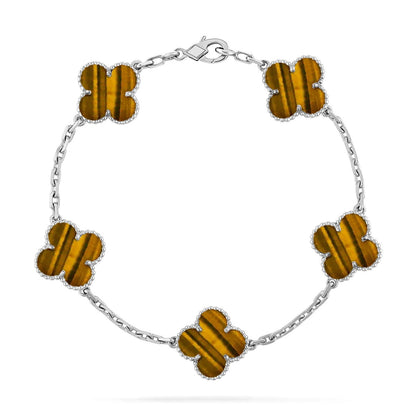 [LumiVibe] CLOVER 5 MOTIFS TIGER EYE BRACELET COLLECTION