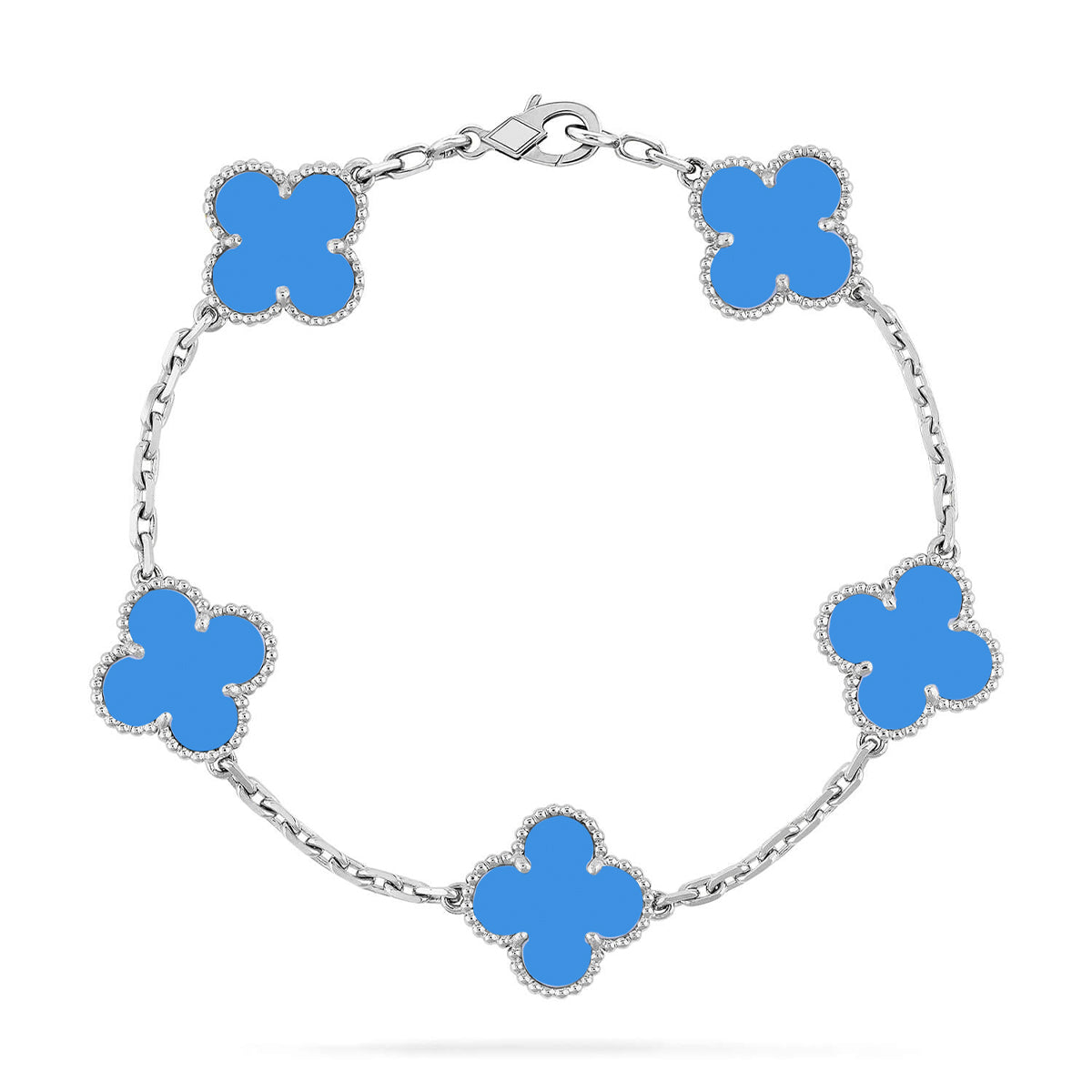 [LumiVibe] CLOVER 5 MOTIF BLUE AGATE BRACELET COLLECTION