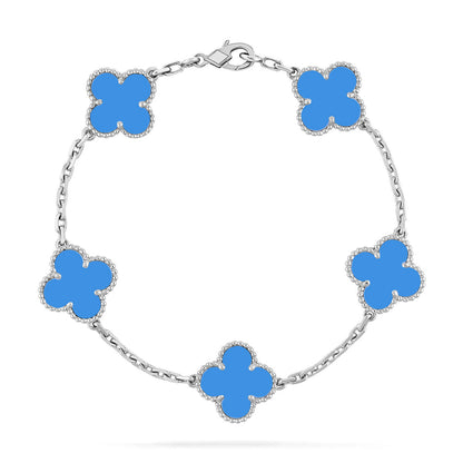 [LumiVibe] CLOVER 5 MOTIF BLUE AGATE BRACELET COLLECTION