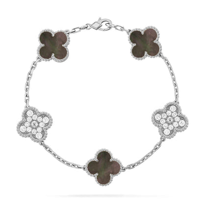 [LumiVibe] CLOVER 5 MOTIF GRAY MOP BRACELET COLLECTION