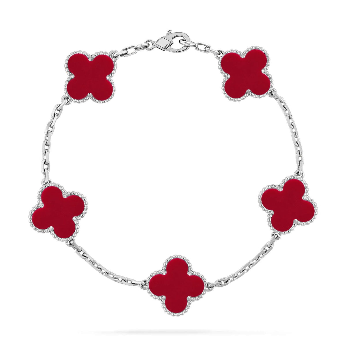 [LumiVibe] CLOVER 5 MOTIF RED CORNELIAN BRACELET COLLECTION