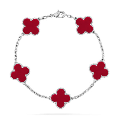 [LumiVibe] CLOVER 5 MOTIF RED CORNELIAN BRACELET COLLECTION
