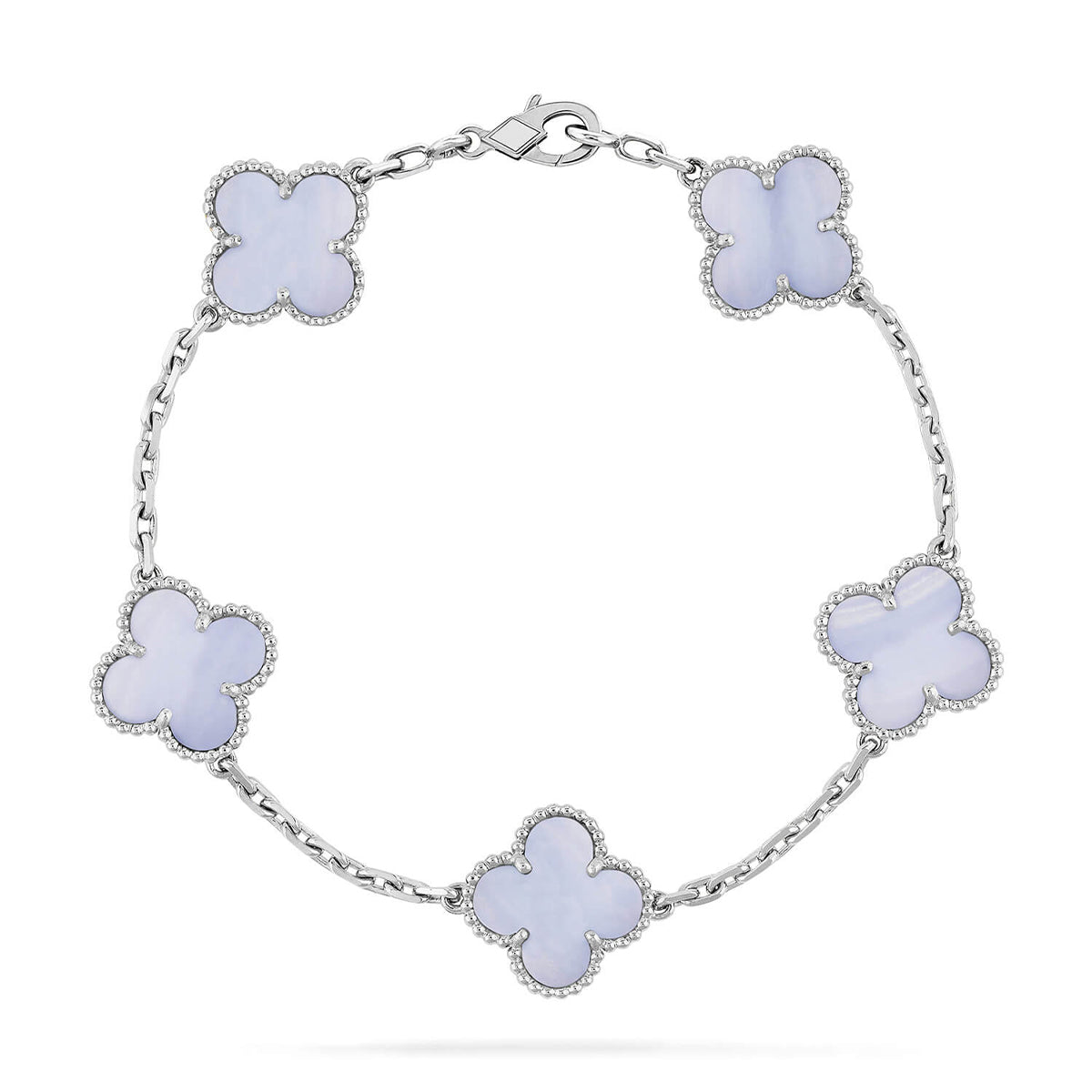 [LumiVibe] CLOVER 5 MOTIF PURPLE CHALCEDONY BRACELET COLLECTION