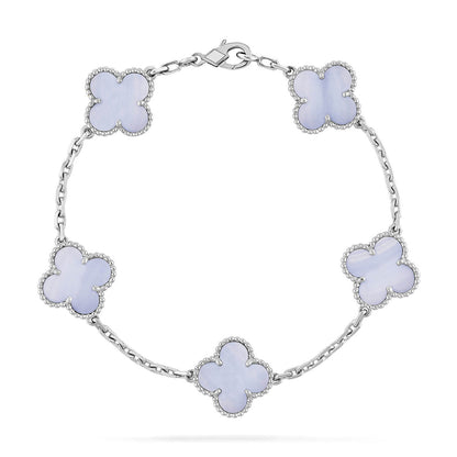 [LumiVibe] CLOVER 5 MOTIF PURPLE CHALCEDONY BRACELET COLLECTION