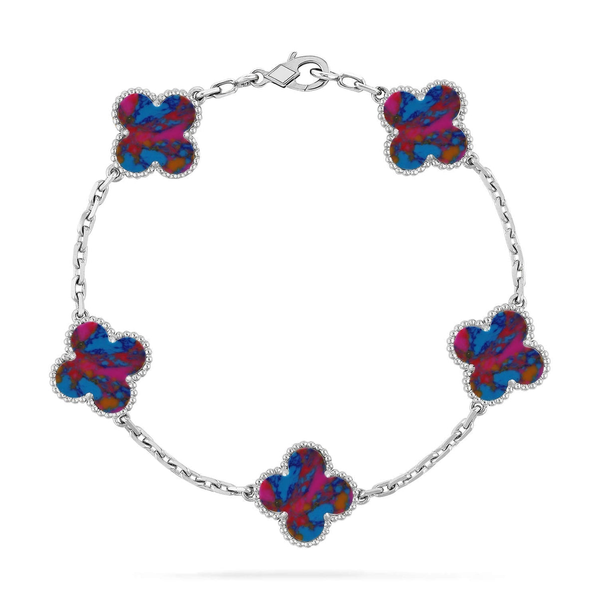 [LumiVibe]CLOVER 5 MOTIF COLOR GEMSTONES BRACELET COLLECTION