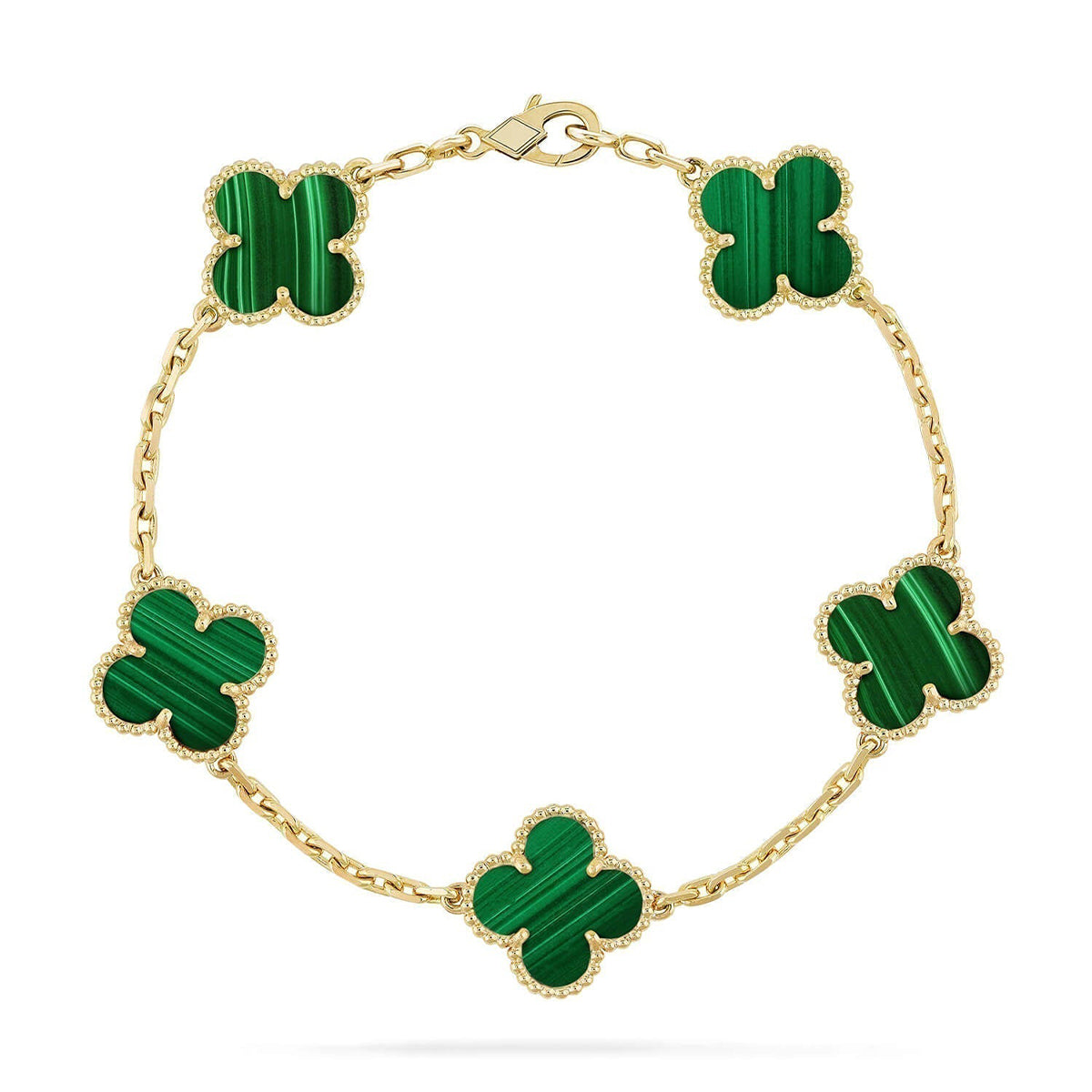 [LumiVibe] CLOVER 5 MOTIF MALACHITE BRACELET COLLECTION