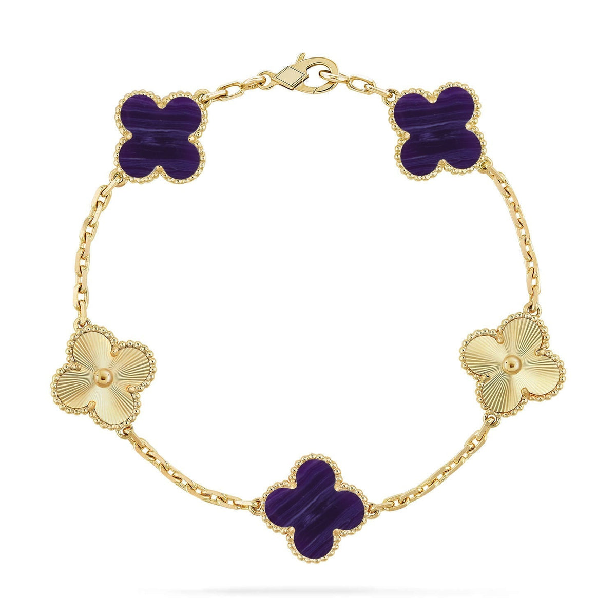 [LumiVibe]CLOVER 5 MOTIF PURPLE STRIPES BRACELET COLLECTION