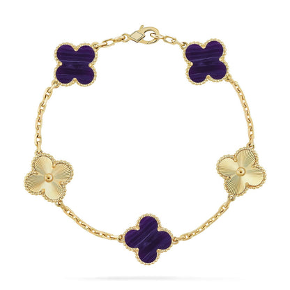 [LumiVibe]CLOVER 5 MOTIF PURPLE STRIPES BRACELET COLLECTION