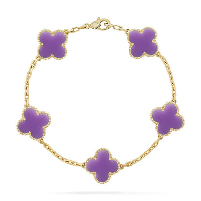 [LumiVibe]CLOVER 5 MOTIF LIGHT PURPLE BRACELET COLLECTION