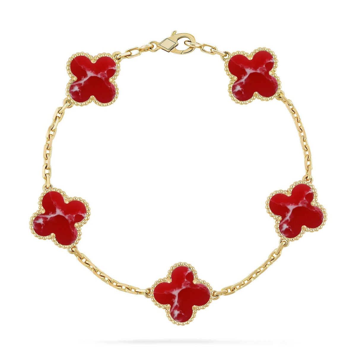 [LumiVibe]CLOVER 5 MOTIF RED PATTERN BRACELET COLLECTION