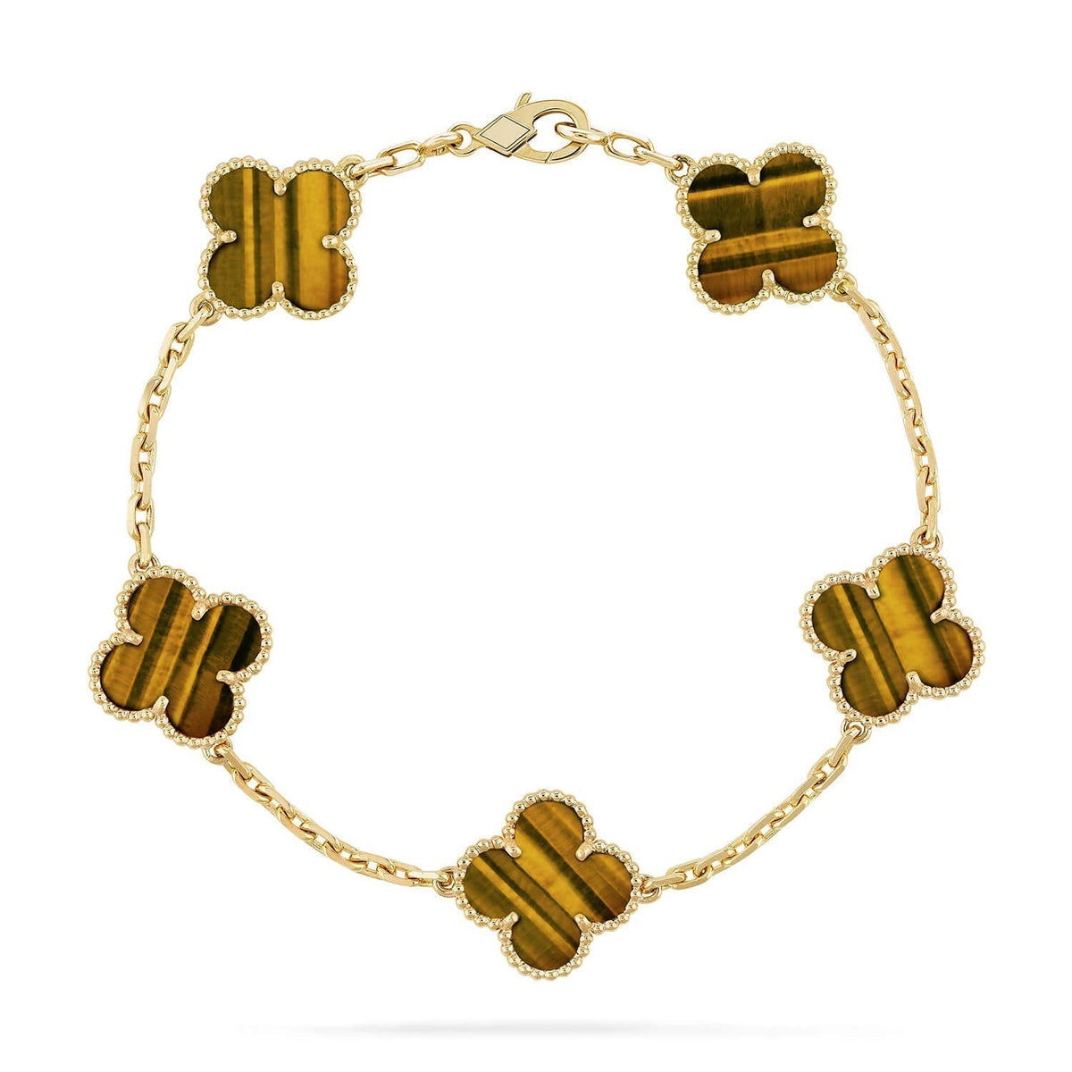 [LumiVibe] CLOVER 5 MOTIFS TIGER EYE BRACELET COLLECTION
