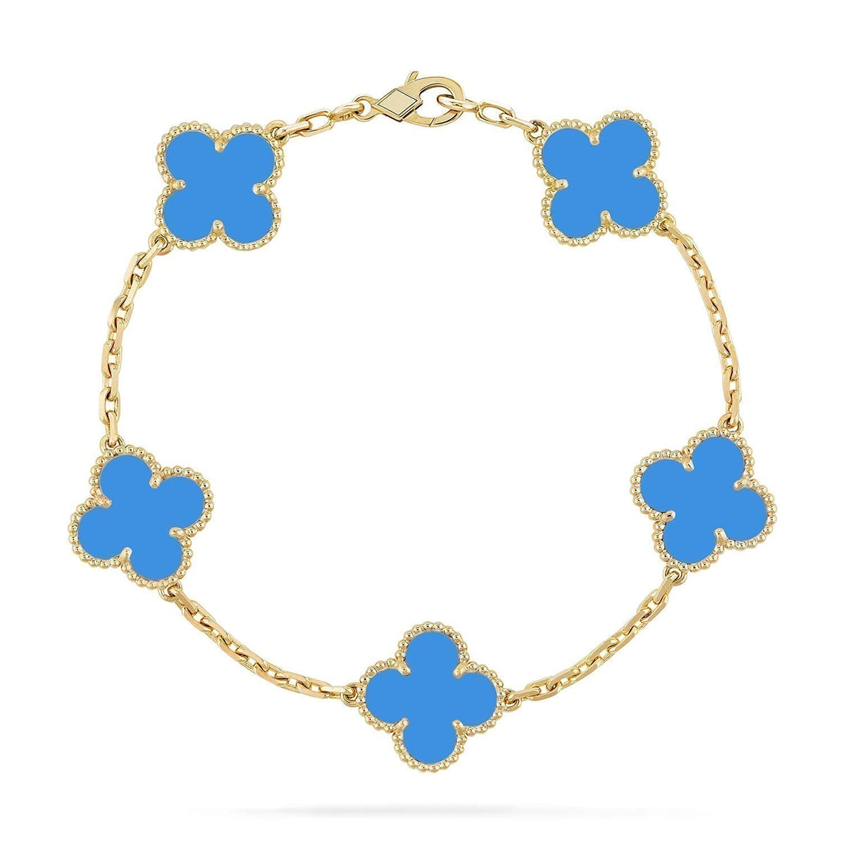 [LumiVibe] CLOVER 5 MOTIF BLUE AGATE BRACELET COLLECTION