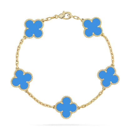[LumiVibe] CLOVER 5 MOTIF BLUE AGATE BRACELET COLLECTION