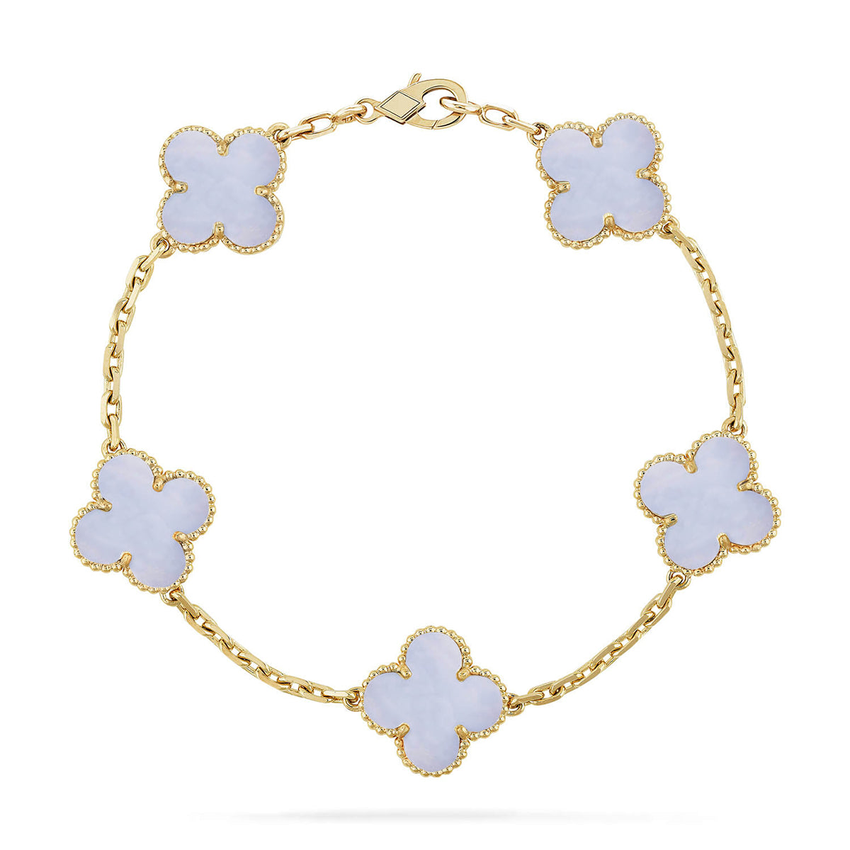 [LumiVibe] CLOVER 5 MOTIF PURPLE CHALCEDONY BRACELET COLLECTION