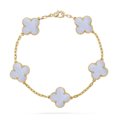 [LumiVibe] CLOVER 5 MOTIF PURPLE CHALCEDONY BRACELET COLLECTION