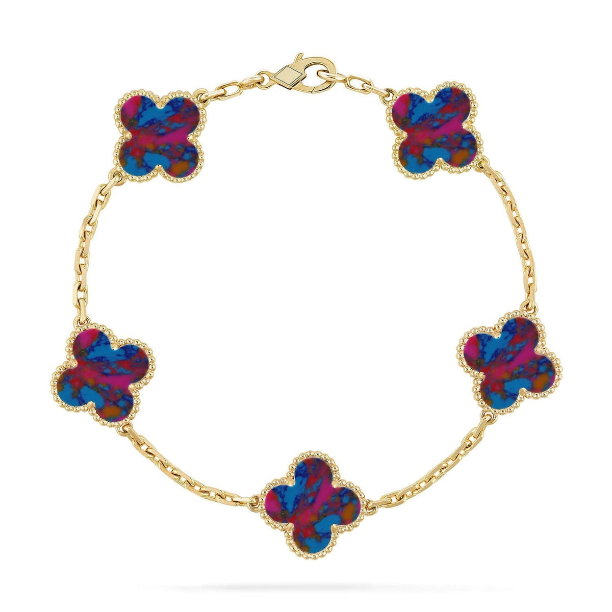 [LumiVibe]CLOVER 5 MOTIF COLOR GEMSTONES BRACELET COLLECTION
