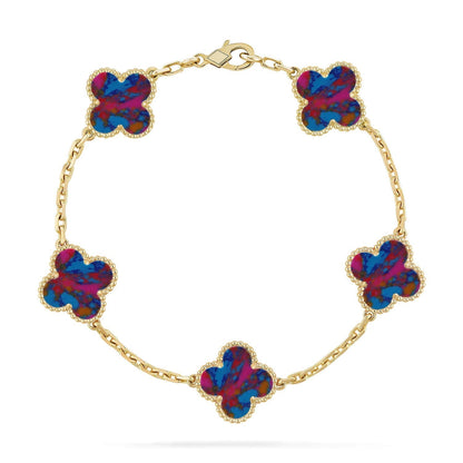 [LumiVibe]CLOVER 5 MOTIF COLOR GEMSTONES BRACELET COLLECTION