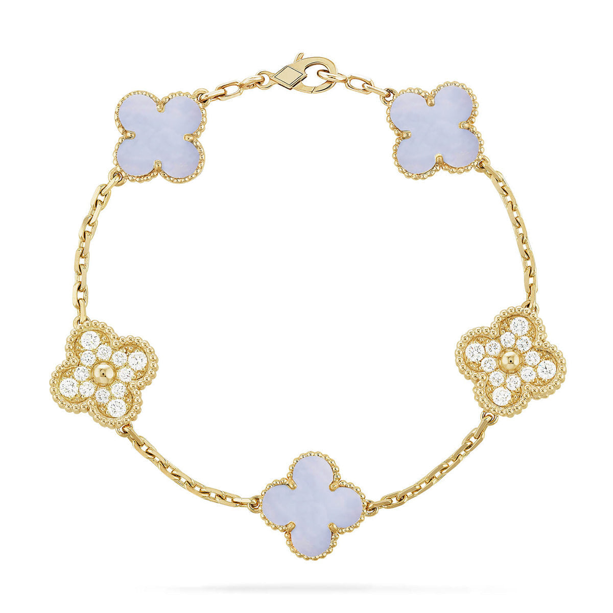 [LumiVibe] CLOVER 5 MOTIF PURPLE CHALCEDONY BRACELET COLLECTION