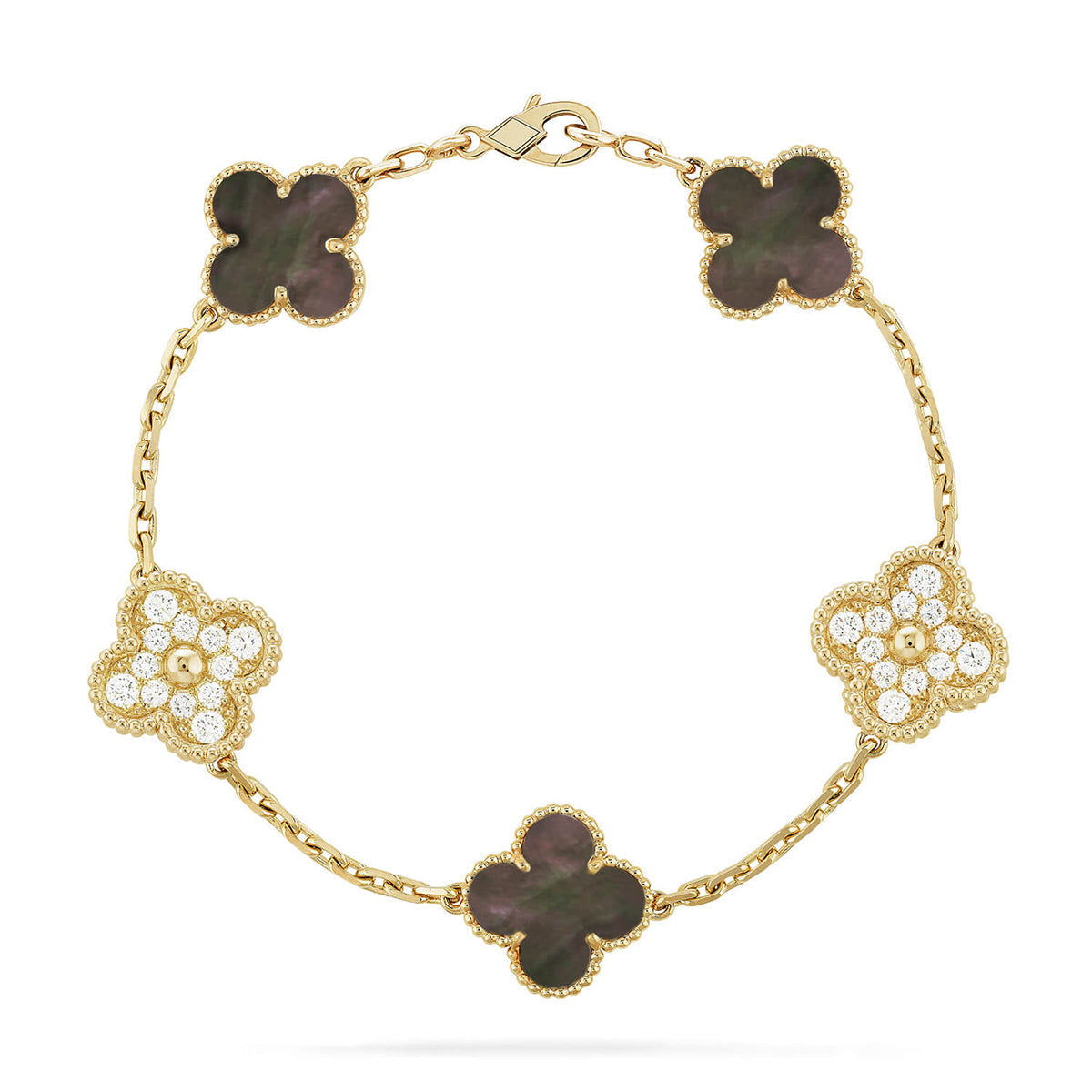 [LumiVibe] CLOVER 5 MOTIF GRAY MOP BRACELET COLLECTION