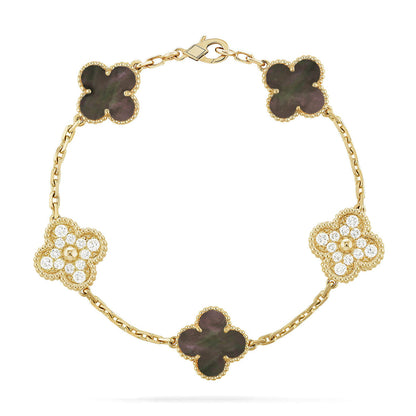 [LumiVibe] CLOVER 5 MOTIF GRAY MOP BRACELET COLLECTION