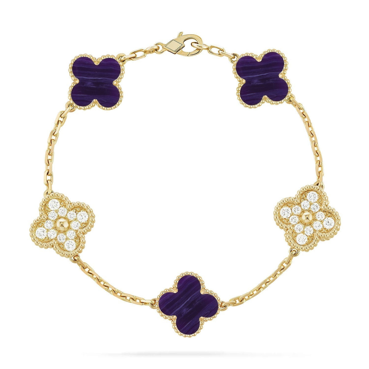 [LumiVibe]CLOVER 5 MOTIF PURPLE STRIPES BRACELET COLLECTION