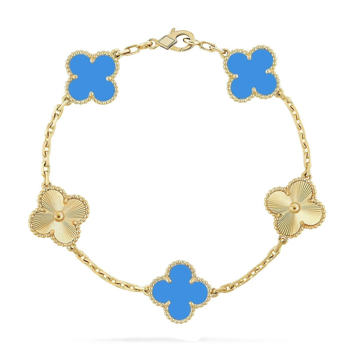 [LumiVibe] CLOVER 5 MOTIF BLUE AGATE BRACELET COLLECTION