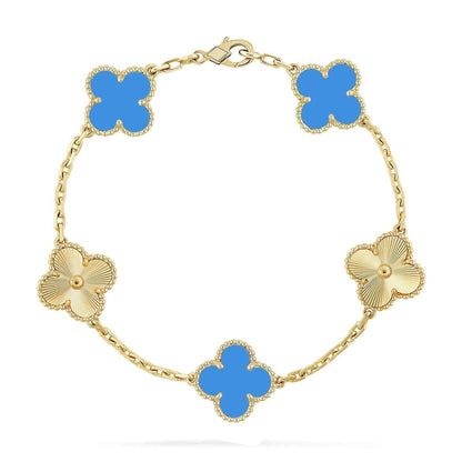 [LumiVibe] CLOVER 5 MOTIF BLUE AGATE BRACELET COLLECTION