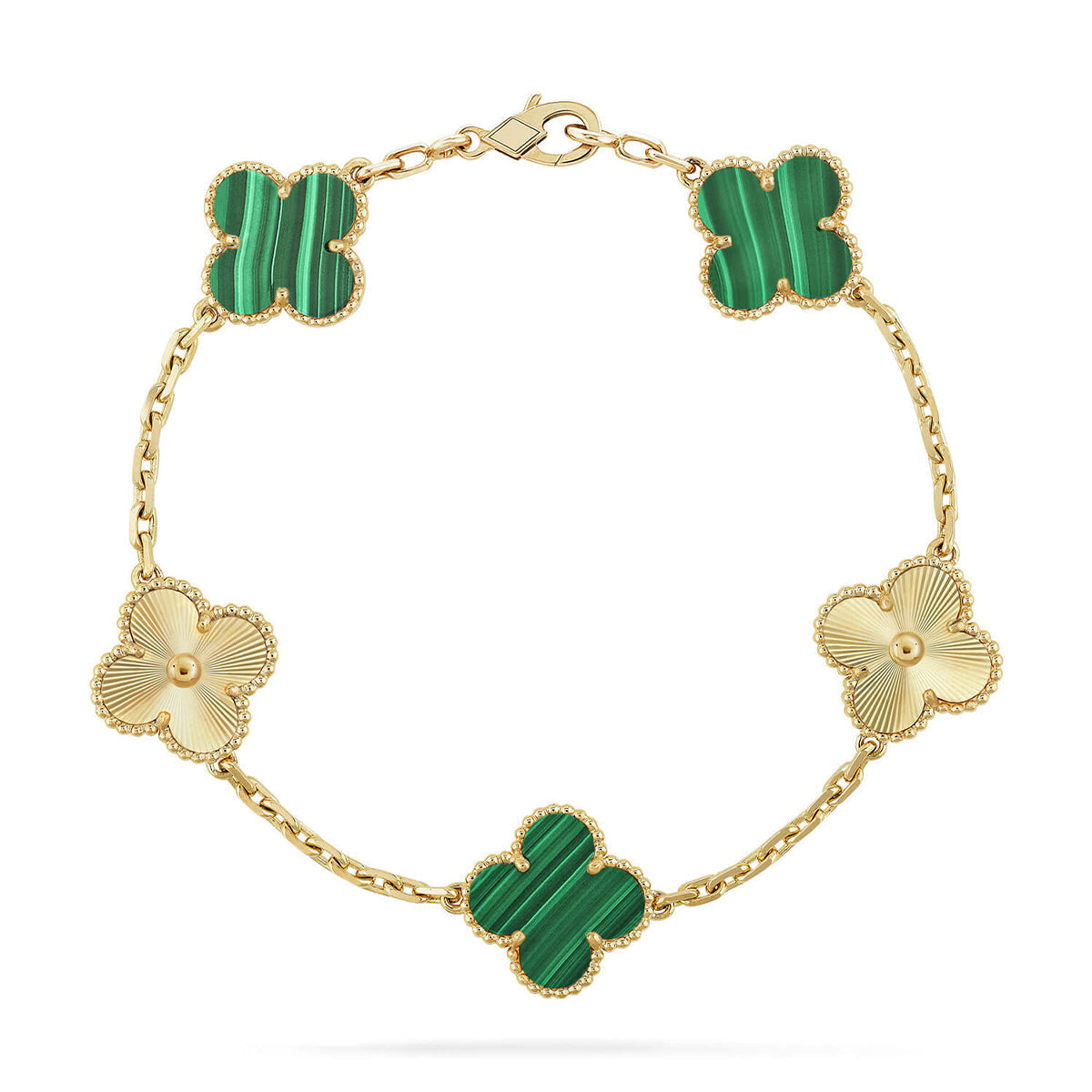 [LumiVibe] CLOVER 5 MOTIF MALACHITE BRACELET COLLECTION