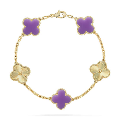 [LumiVibe]CLOVER 5 MOTIF LIGHT PURPLE BRACELET COLLECTION