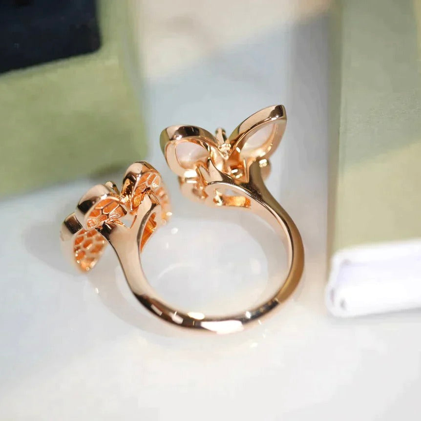 [LumiVibe]TWIN BUTTERFLY DIAMOND MOP RING
