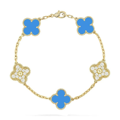 [LumiVibe] CLOVER 5 MOTIF BLUE AGATE BRACELET COLLECTION
