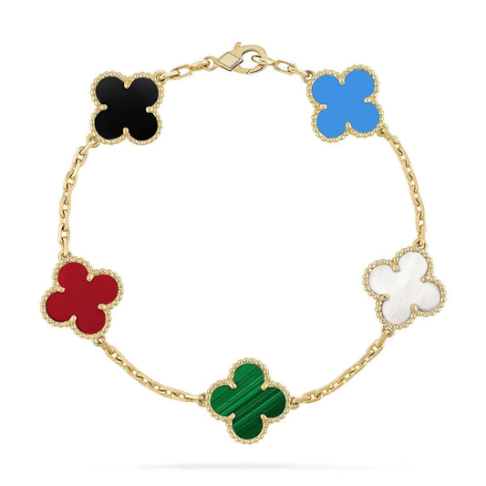 [LumiVibe]CLOVER 5 MOTIFS MULTICOLOR BRACELET