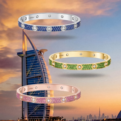 [LumiVibe]2026 PAVE GEMSTONE LOVE BRACELET 6.1MM 10 DIAMONDS
