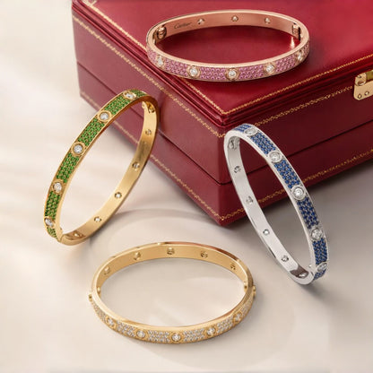 [LumiVibe]2026 PAVE GEMSTONE LOVE BRACELET 6.1MM 10 DIAMONDS