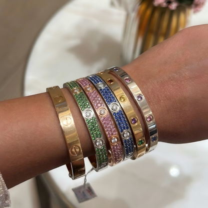 [LumiVibe]2026 PAVE GEMSTONE LOVE BRACELET 6.1MM 10 DIAMONDS