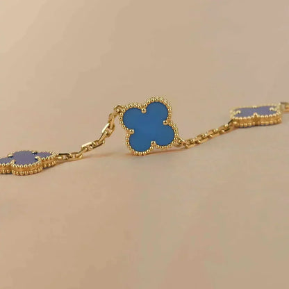 [LumiVibe] CLOVER 5 MOTIF BLUE AGATE BRACELET COLLECTION