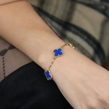 [LumiVibe] CLOVER 5 MOTIF BLUE AGATE BRACELET COLLECTION