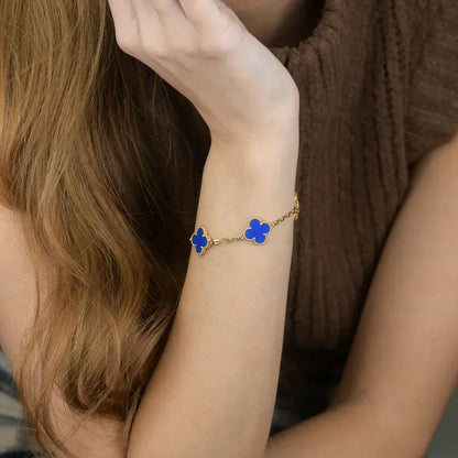 [LumiVibe] CLOVER 5 MOTIF BLUE AGATE BRACELET COLLECTION