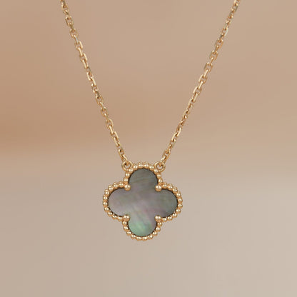 [LumiVibe]CLOVER 15MM  GRAY MOTHER OF PEARL NECKLACE