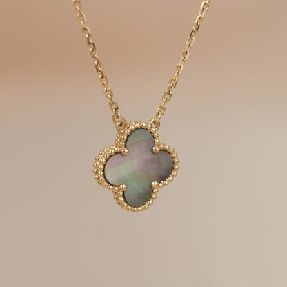 [LumiVibe]CLOVER 15MM  GRAY MOTHER OF PEARL NECKLACE